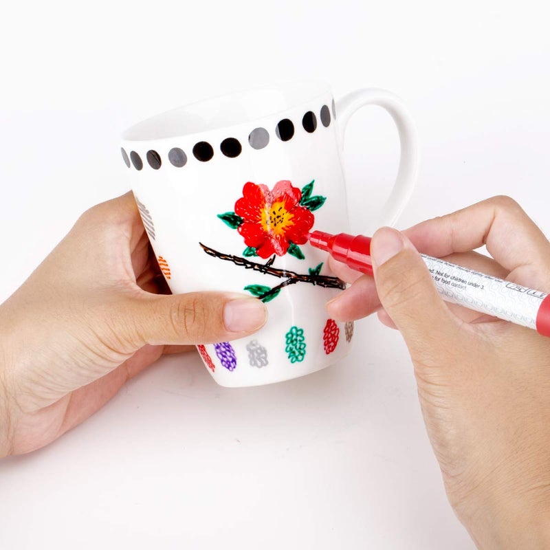 ZEYAR Acrylic Paint Pens for Porcelain, Professional Ceramic Drawing, 12 colors Water-based, Fine Point, Water and Fade Resistant, DIY on Mugs and other Ceramics for Permanent Collection - Image 5